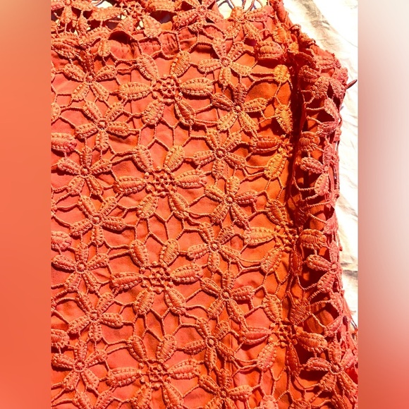 Hollister Women’s Coral Orange Floral Lace Sleeveless Dress Size Small - Picture 3 of 12